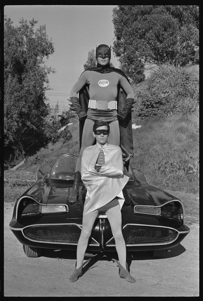 Batman e Robin e Batmobile sul set della serie TV 