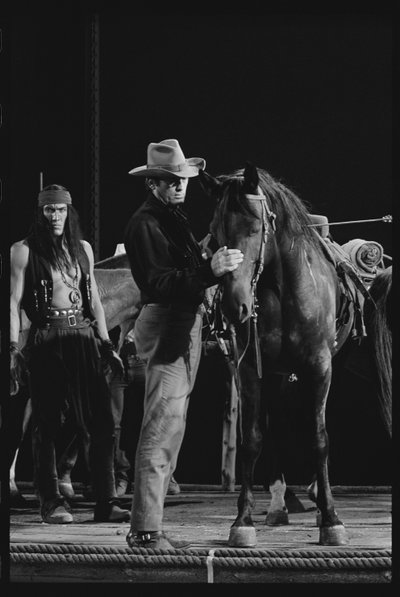 Gregory Peck con cavallo sul set di 
