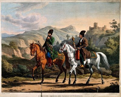 Persiano che fuma un narghilè a cavallo, ca. 1820 da Orlowski