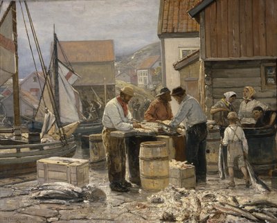Mercato del pesce a Ålesund da Oscar Arnold Wergeland