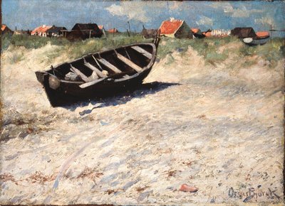 Barca alla spiaggia sud di Skagen da Oscar Gustaf Bjorck