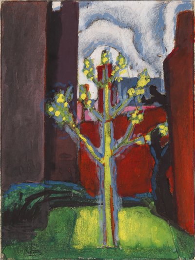 Albero giovane nel cortile rosso da Oscar Bleumner