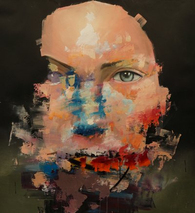Modello di colore distorto, 2018-2025 (acrilico e olio su tela) da Oscar Nin