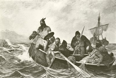 Leif Ericson al largo della costa di Vineland da Oscar Wergeland