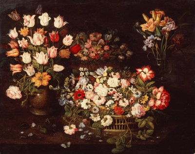 Quattro vasi con una selezione di fiori da Osias the Elder Beert