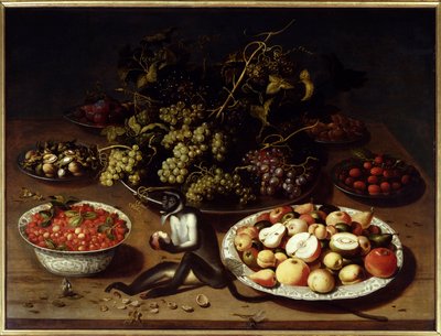 Natura morta di frutta con scimmia e farfalle da Osias the Elder Beert