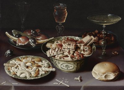 Natura morta con dolci, castagne e un panino da Osias the Elder Beert