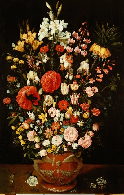 Tulipani, gigli, iris, rose, garofani, peonie e altri fiori in un
