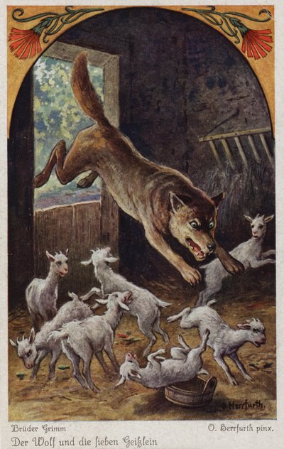 Scena da Il lupo e i sette capretti, dei Fratelli Grimm da Oskar Herrfurth