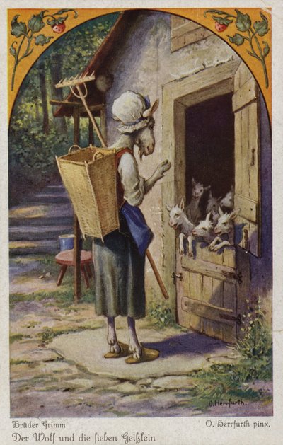 Scena da Il lupo e i sette capretti, dei Fratelli Grimm da Oskar Herrfurth