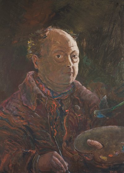 Autoritratto con pappagallino ondulato da Oskar Laske