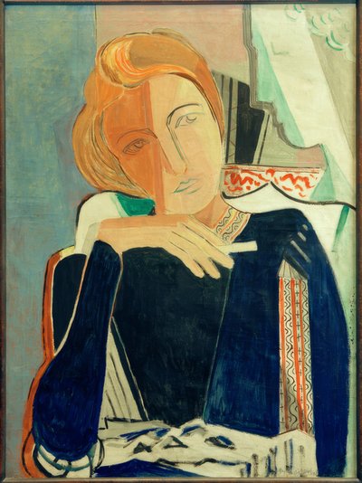 Inge II, in blu scuro con sigaretta da Oskar Moll