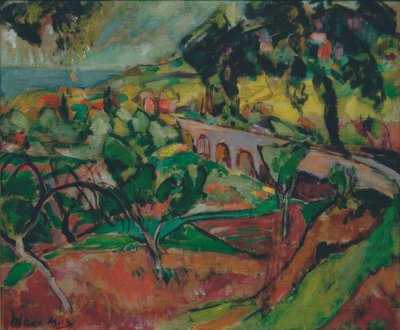 Paesaggio con viadotto da Oskar Moll