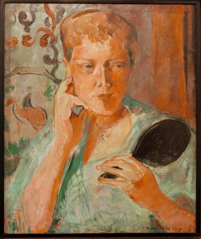 Ritratto di Margarethe con specchio nero da Oskar Moll