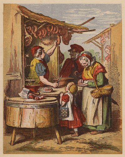 Il macellaio (litografia a colori) da Oskar Pletsch