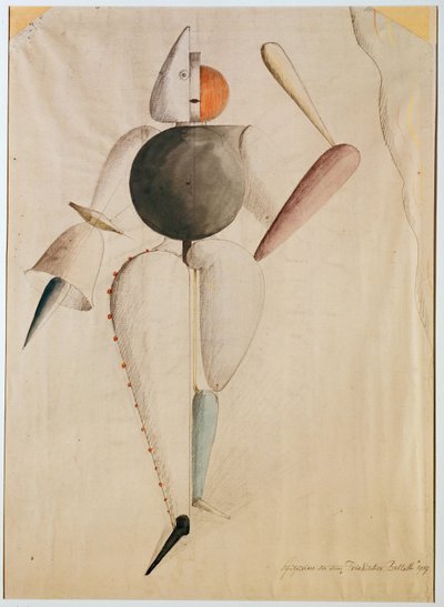 Bozzetto di costume per il Balletto Triadico, di Schlemmer, Oskar (1888-1943). Acquerello su carta da Oskar Schlemmer