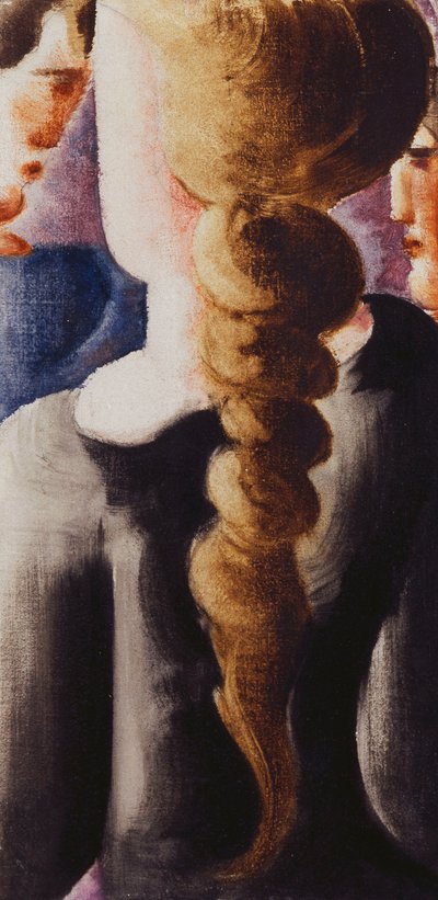 Treccia scura da dietro, Piccola immagine I; Schwarzbezopfte von hinten, Kleinbild I da Oskar Schlemmer
