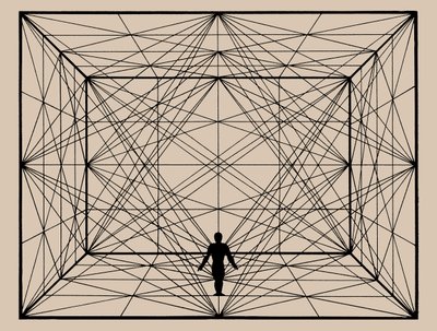 Figura nello spazio con geometria piana e delineazioni spaziali da Oskar Schlemmer