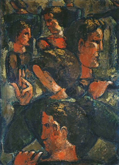Gruppo di figure con mano alzata da Oskar Schlemmer