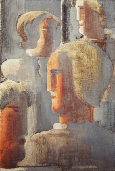 Gruppo di Quattro Teste Grigio Blu, Studio Folkwang III da Oskar Schlemmer