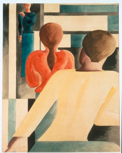 Interno in blu, giallo e rosso da Oskar Schlemmer