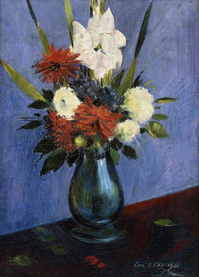 Vaso di fiori con gladioli e dalie da Oskar Schlemmer