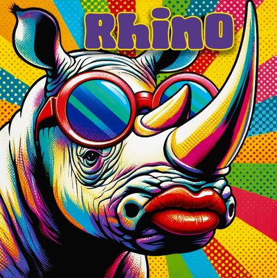 Rinoceronte pop colorato da Osvaldo Russo