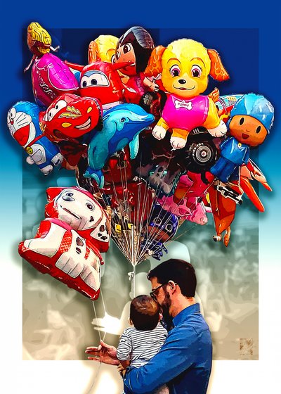 Palloncini "Buon compleanno papà e bambino" da Osvaldo Russo