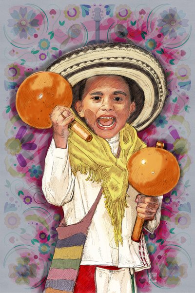 Un ragazzino felice che suona le maracas da Osvaldo Russo