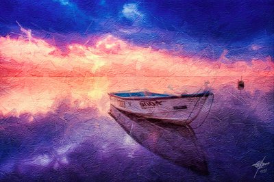 Riflesso sereno di una barca al tramonto da Osvaldo Russo