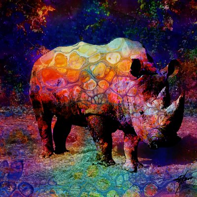 Rinoceronte psichedelico dai colori vivaci da Osvaldo Russo