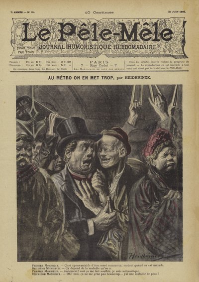 Au metro on en met trop. Illustrazione per Le Pele-Mele da Oswald (after) Heidbrinck