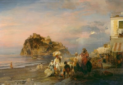 Spiaggia serale a Ischia, 1879 da Oswald Achenbach