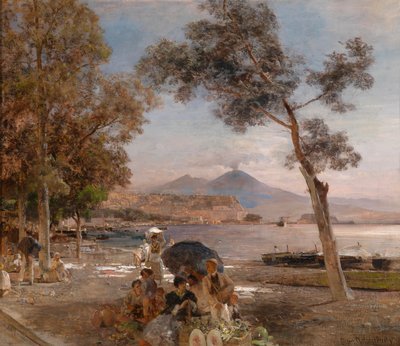 Atmosfera serale sulla baia di Napoli da Oswald Achenbach