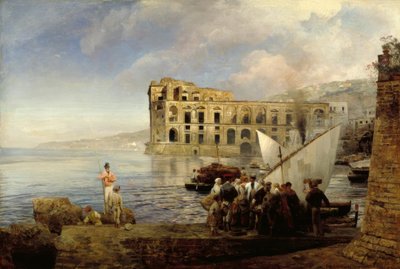 Baia di Napoli con il palazzo della regina Anna da Oswald Achenbach