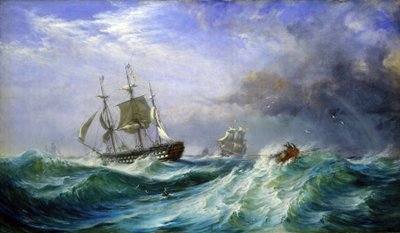 Un uomo in mare, lanciando aiuti dalla HMS 