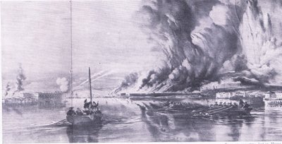 La caduta di Sebastopoli e la ritirata dei russi, 8 settembre 1855, illustrazione da British Battles on Land and Sea, 1915 da Oswald Walters Brierly