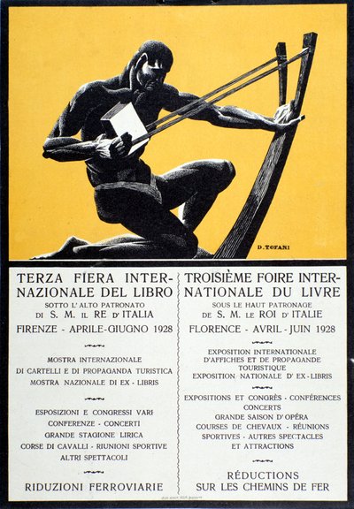 Manifesto pubblicitario per la Fiera del Libro a Firenze, aprile-giugno 1928 da Oswaldo (after) Tofani