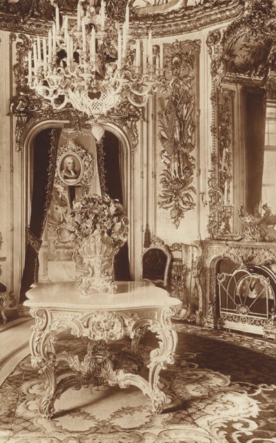 Castello di Linderhof del re bavarese, sala da pranzo con Tischlein deck dich! da Otto Ballerstedt