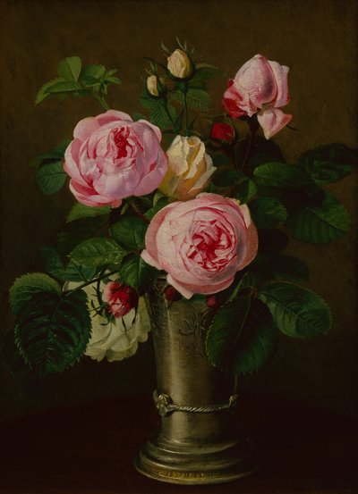 Rose in un vaso di peltro da Otto Didrik Ottesen