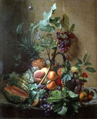 Natura morta con melone, prugne, pesche da Otto Didrik Ottesen