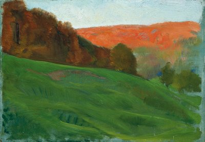 Bosco autunnale dietro un prato verde da Otto Friedrich