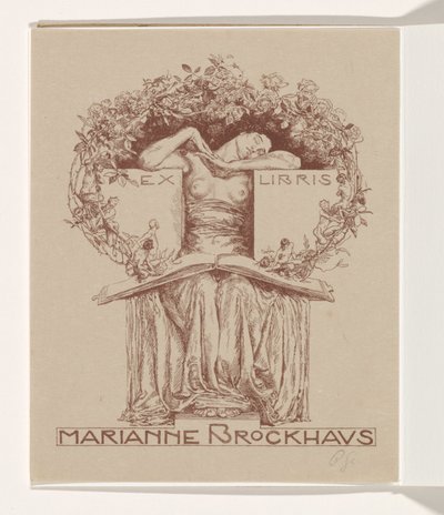 Ex libris di Marianne Brockhaus da Otto Greiner (signed by artist)
