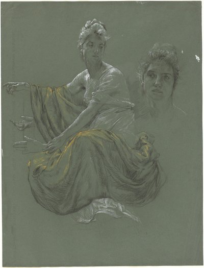 Giovane donna elegante in drappeggio classico da Otto Greiner
