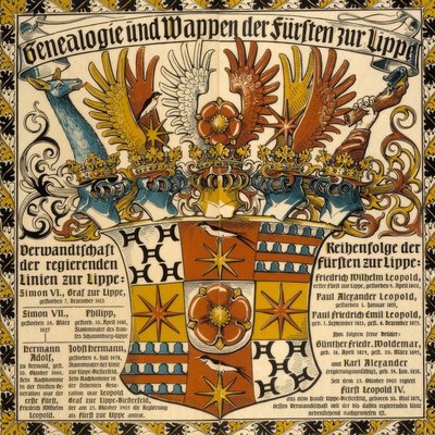 Genealogia e stemma dei principi di Lippe da Otto Hupp