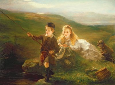 Due bambini che pescano in Scozia da Otto Leyde