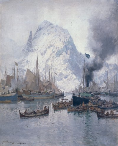 Arrivo di Agnsilddamperen, Svolvaer da Otto Ludvig Sinding