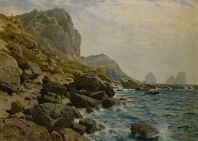 Scenografia costiera drammatica con barca da Otto Ludvig Sinding