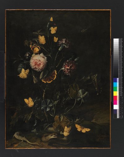 Fiori, insetti e rettili, 1673 da Otto Marseus  van Schrieck