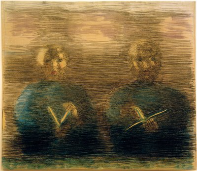 Preparazione (Devozione nella sala da pranzo). Studio parziale (Due ragazzi con libri di canto) da Otto Meyer Amden
